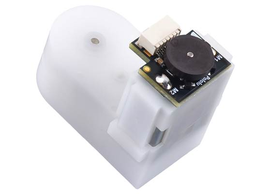 Magnetic Encoder with Side-Entry Connector on a Mini Plastic Gearmotor.