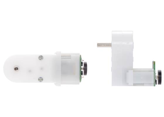 Magnetic Encoder Kit for Mini Plastic Gearmotors assembled on mini plastic gearmotors with extended motor shafts. (1)