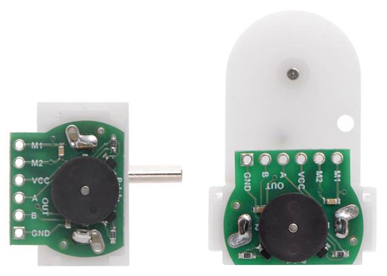 Magnetic Encoder Kit for Mini Plastic Gearmotors assembled on mini plastic gearmotors with extended motor shafts. (2) (2)