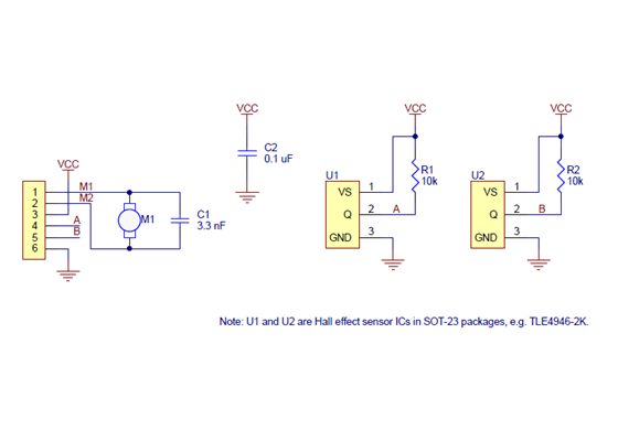 Magnetic Encoder Kit for Mini Plastic Gearmotors schematic diagram.