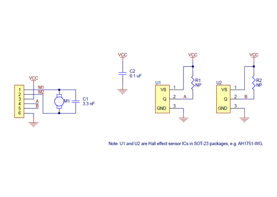 Schematic diagram for the Romi Encoder Pair Kit.
