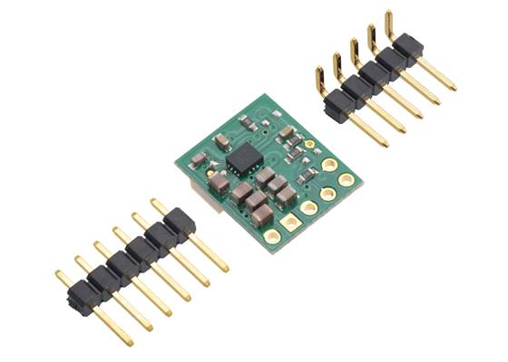 2.5-9V Fine-Adjust Step-Up/Step-Down Voltage Regulator w/ Adjustable Low-Voltage Cutoff S9V11MA with included optional header pins.