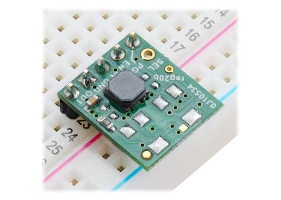 Step up/step down regulator S9V11F3S5 on a breadboard.