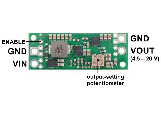 Pinout diagram of the 4.5-20V Fine-Adjust Step-Up Voltage Regulator U3V70A.