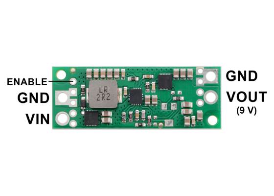 Pinout diagram of the 9V Step-Up Voltage Regulator U3V70F9.