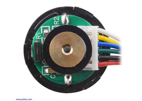 25D&nbsp;mm metal gearmotor with 48&nbsp;CPR encoder (with end cap removed). (1)