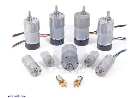 An assortment of Pololu metal gearmotors.