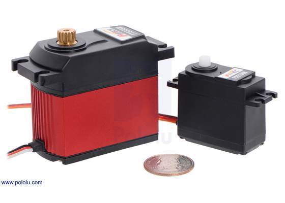 FEETECH Ultra-High-Torque, High-Voltage Digital Giant Servo FT5335M compared to a standard-size servo.
