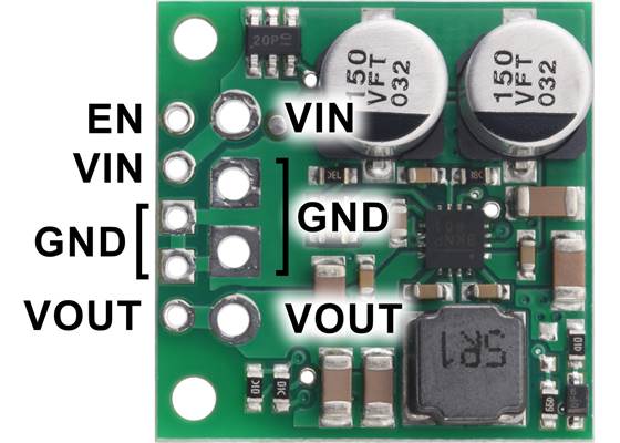 Step-Up/Step-Down Voltage Regulator S13V25Fx, top view with labeled pinout.