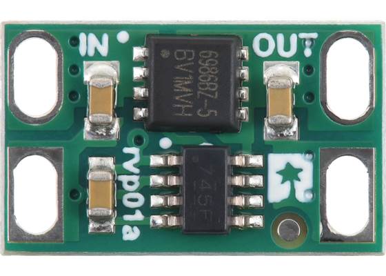 Pololu Reverse Voltage Protector, 4-60V, 10A, top view.