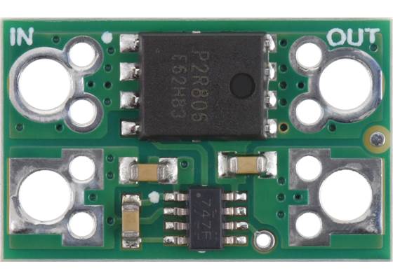 Pololu Ideal Diode Reverse Voltage Protector, 4-60V, 20A, top view.