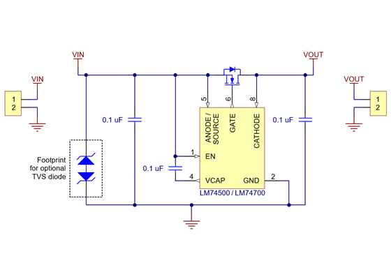 Schematic diagram of the 60V Pololu Reverse Voltage Protectors (green PCBs).