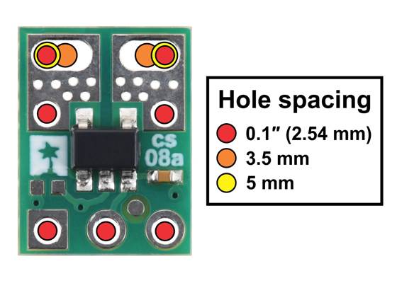 ACS3704x Current Sensor Micro Carrier basic hole dimensions.