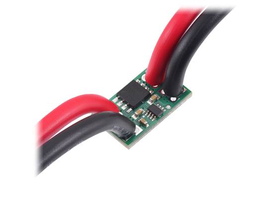 Pololu 20A/25A Reverse Voltage Protector soldered with 14&nbsp;AWG wires.