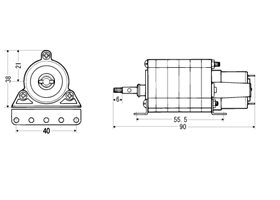 Tamiya 72001 planetary gearbox dimensions (in mm)