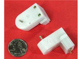 Solarbotics GM6 gearmotor with offset shaft , two pieces next to quarter