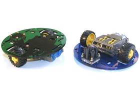 Pololu Round Robot Chassis RRC01A, top and bottom view, fully constructed with completion kit parts