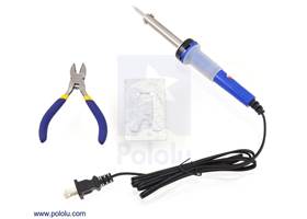 Soldering iron and diagonal cutters included with the kit