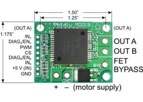 Pololu High-Current Motor Driver Carrier pinouts and dimensions