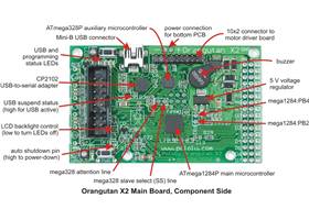 Pololu Orangutan X2 Robot Controller main board, component side