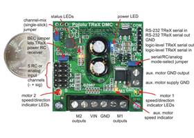 Pololu TReX Dual Motor Controller with labels