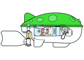 Tamiya 71114 Mechanical Blowfish rotating movement diagram, side view