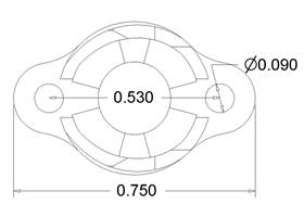 Pololu 3/8 inch plastic ball caster dimensions (unit: inch)