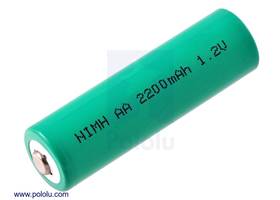 Rechargeable NiMH AA battery: 1.2 V, 2200 mAh, 1 cell