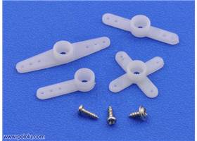 An example of hardware included with the Power HD sub-micro servo HD-1440A and the sub-micro servo 3.7g (generic).  Actual hardware might vary