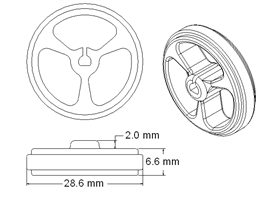 Hub diagram with dimensions of the Pololu Wheel 32x7mm