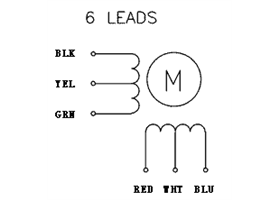 6-lead, unipolar/bipolar stepper motor wiring diagram