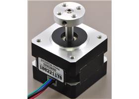 5mm Pololu universal aluminum mounting hub on a stepper motor with a 5mm-diameter output shaft