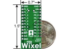 Wixel programmable USB wireless module, bottom view with US quarter for size reference