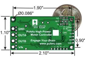 Simple High-Power Motor Controller 18v15 or 24v12 bottom view with dimensions