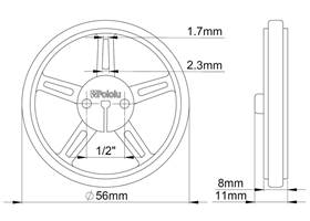 Mechanical drawing of Pololu wheel 60x8mm without tire