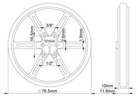 Mechanical drawing of Pololu wheel 80x10mm without tire