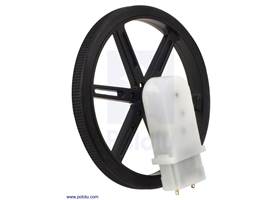 Mini plastic gearmotor 90-degree 3mm D-shaft output with Pololu 90x10mm wheel