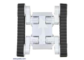 Dagu Rover 5 tracked chassis, bottom view, showing adjustable gearbox assemblies