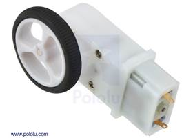 Mini plastic gearmotor 90-degree 3mm D-shaft output with Pololu 32x7mm wheel