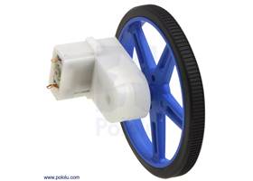 Mini plastic gearmotor offset 3mm D-shaft output with Pololu wheel