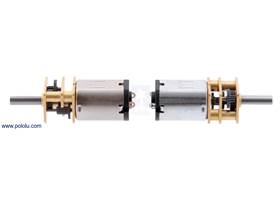 Micro metal gearmotor HPCB with long-life carbon brushes (left) next to one with precious metal brushes