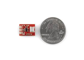 ADMP401 MEMS microphone carrier, top view with U.S. quarter for size reference