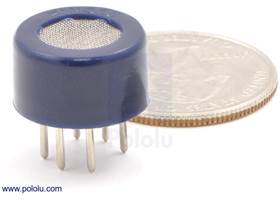 Gas sensor with blue plastic case with quarter for size reference