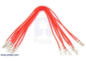 Wire with pre-crimped terminals 10-pack 6" F-F red