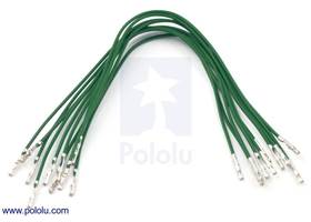Wire with pre-crimped terminals 10-pack 6" F-F green