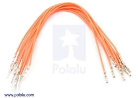 Wire with pre-crimped terminals 10-pack 6" M-F orange