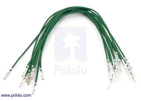 Wire with pre-crimped terminals 10-pack 6" M-F green
