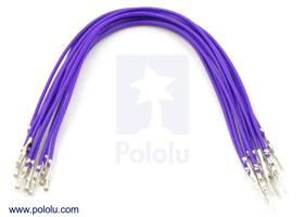Wire with pre-crimped terminals 10-pack 6" M-F purple