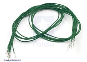 Wire with pre-crimped terminals 5-pack 24" M-F green