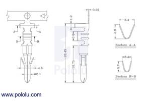Male Tamiya connector crimp pin dimensions (in mm)